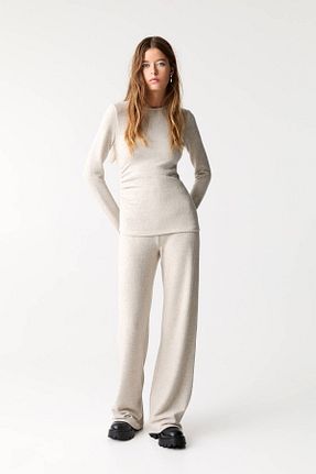 شلوار بژ زنانه پلی استر Pull & Bear - کد 864675797