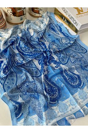 شال آبی زنانه پنبه ای Oxygen Scarfs - کد 864674295