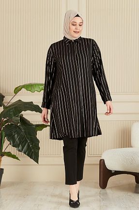 تونیک سایز بزرگ مشکی زنانه بافتنی Ferace - کد 815582368