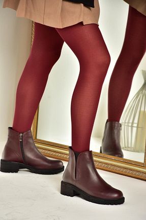 بوت / نیم بوت زرشکی زنانه چرم خالص Fox Shoes - کد 863896620