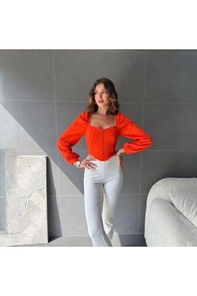 بلوز نارنجی زنانه ساده ACTRİS - کد 861916316