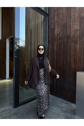 دامن قهوه ای زنانه پارچه Favor Scarf - کد 864728516