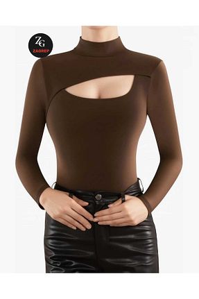 بادی قهوه ای زنانه یقه نیم ماهیگیر Zagrep - کد 864729009