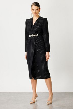 لباس مشکی زنانه بافتنی Moda İlgi - کد 808167812