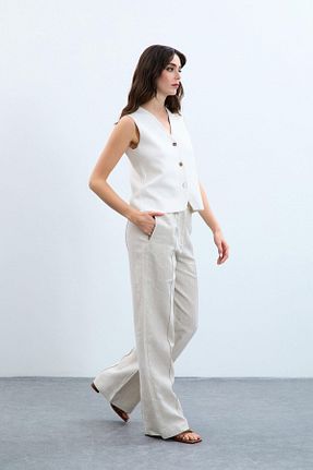دامن بژ زنانه کتان Serianno - کد 841901796