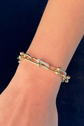 دستبند طلا زرد زنانه 14 عیار Fiyonk Kuyumculuk - کد 864901906