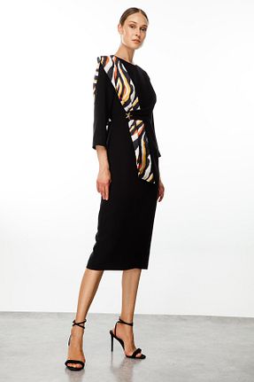 لباس مشکی زنانه بافتنی Moda İlgi - کد 837988114