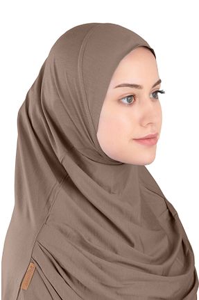 روسری قهوه ای پلی استر Ecardin - کد 864752551