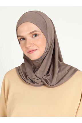روسری قهوه ای پلی استر Ecardin - کد 864752791