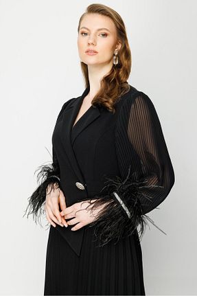 لباس مجلسی سایز بزرگ مشکی زنانه یقه هفت Moda İlgi - کد 808163837