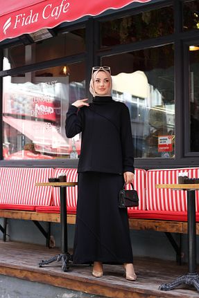 ست بالاتنه و پائین تنه حجاب مشکی زنانه Straight Pieef - کد 864773648