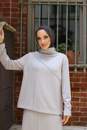 ست بالاتنه و پائین تنه حجاب طوسی زنانه Straight Pieef - کد 864773655