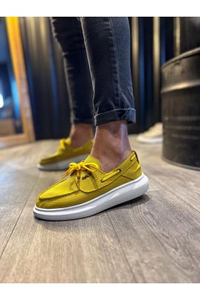 کفش کژوال زرد مردانه چرم مصنوعی Shine Leather - کد 901554194