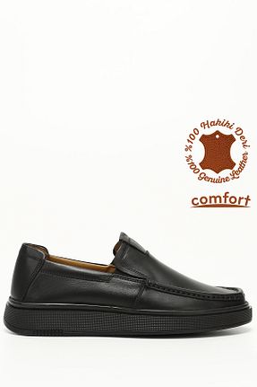 کفش کژوال مشکی مردانه چرم خالص GÖNDERİ(R) - کد 814368501