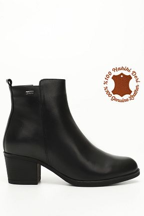 بوت / نیم بوت مشکی زنانه چرم خالص GÖNDERİ(R) - کد 380506470