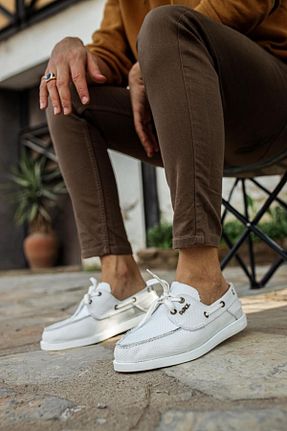 کفش کژوال سفید مردانه چرم مصنوعی Shine Leather - کد 901547694
