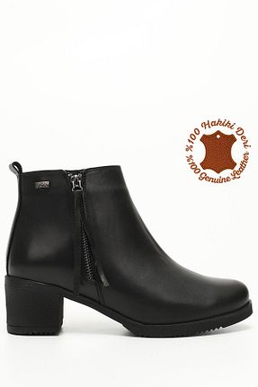 بوت / نیم بوت مشکی زنانه چرم خالص GÖNDERİ(R) - کد 358077998