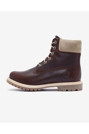 بوت / نیم بوت زرشکی زنانه چرم خالص Timberland - کد 861649566
