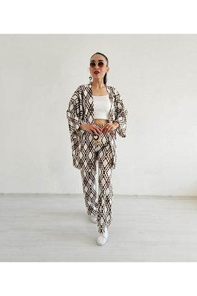کیمونو و کافتان قهوه ای زنانه لیکرا Altı Üstü Butik - کد 863628553