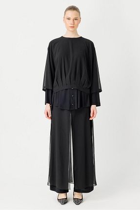 ست بالاتنه و پائین تنه مشکی زنانه بافتنی Ghisa - کد 831748632