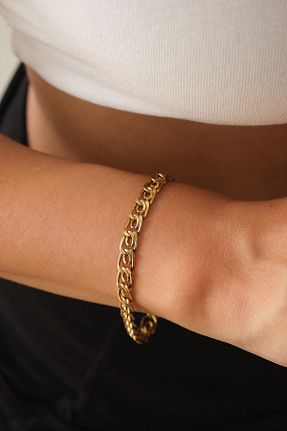 دستبند استیل (فولاد) طلائی زنانه استیل ضد زنگ ByFlorya Jewelry - کد 860246452