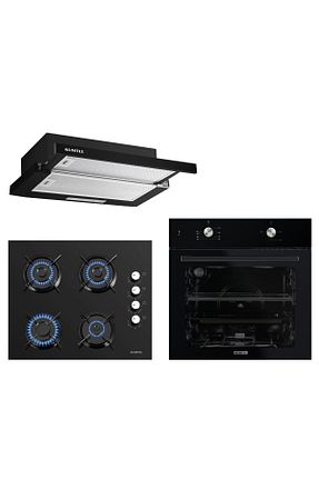 ست هود و اجاق گاز مشکی Evet KUMTEL - کد 165152904