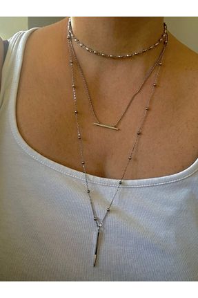 گردنبند جواهر زنانه روکش نقره alsaccessories - کد 863655867