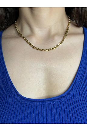 گردنبند استیل ( فولاد ) طلائی زنانه استیل ضد زنگ AtlasButik - کد 863654624