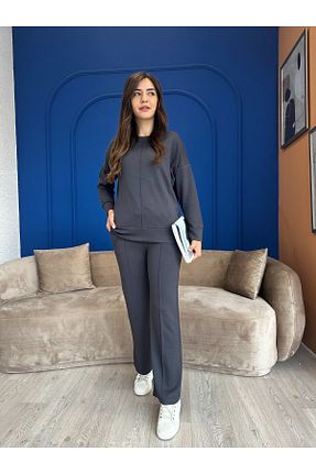 ست بالاتنه و پائین تنه طوسی زنانه بافتنی Devesta Moda - کد 863429702