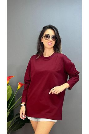 سوئیشرت زرشکی زنانه ساده KILIÇ MODA - کد 863436574