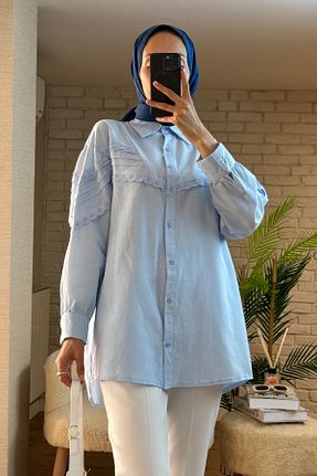 پیراهن حجاب آبی زنانه رگولار Salih Çelebi - کد 863749984