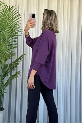 پیراهن بنفش زنانه یقه پیراهنی KUBOS MODA - کد 843485273