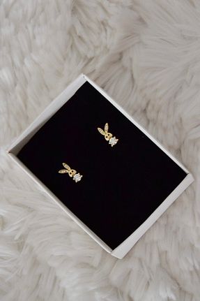 گوشواره استیل (فولاد) طلائی بچه گانه رودیوم ATELİER GİZEM - کد 863842637