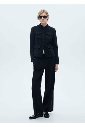 شلوار مشکی زنانه الاستین MANGO - کد 858439845