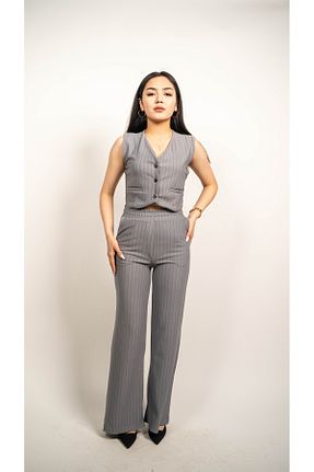 ست بالاتنه و پائین تنه طوسی زنانه بافتنی SLIVIA BOUTIQUE - کد 863847900