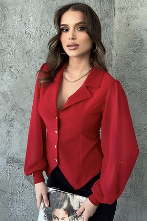 بلوز قرمز زنانه ساده Genel Markalar - کد 863847323