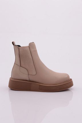 بوت / نیم بوت بژ زنانه چرم خالص Dgn - کد 656140800