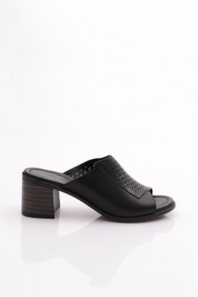دمپائی مشکی زنانه چرم خالص Dgn - کد 775959889
