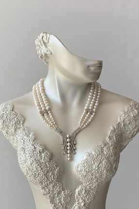 گردنبند مروارید سفید نقره Birinci1926 - کد 356833821