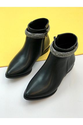 بوت / نیم بوت مشکی زنانه پاشنه ضخیم İNNA - کد 358585204