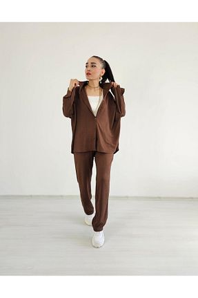 ست گرمکن قهوه ای زنانه پنبه ای 6 butik altı üstü butik - کد 863947334