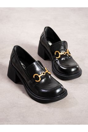 کفش لوفر مشکی زنانه چرم لاکی Alemdar Shoes - کد 864151967
