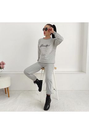ست گرمکن طوسی زنانه پنبه ای 6 butik altı üstü butik - کد 864163782