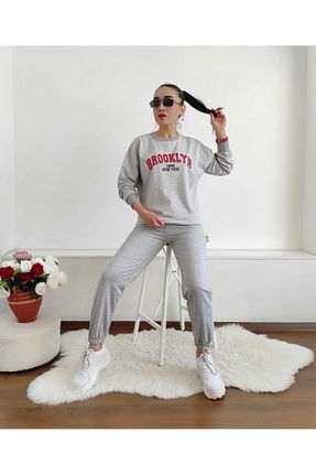 ست گرمکن طوسی زنانه پنبه ای 6 butik altı üstü butik - کد 864163728