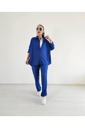 ست گرمکن آبی زنانه پنبه ای 6 butik altı üstü butik - کد 863947304