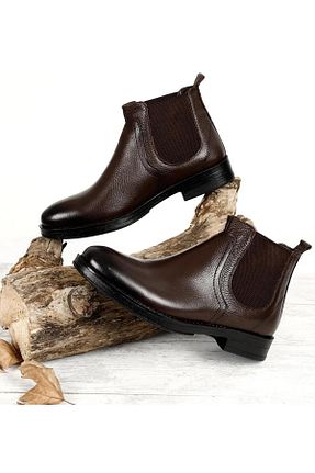 بوت / نیم بوت قهوه ای مردانه چرم خالص BAGSSHOES - کد 795959490
