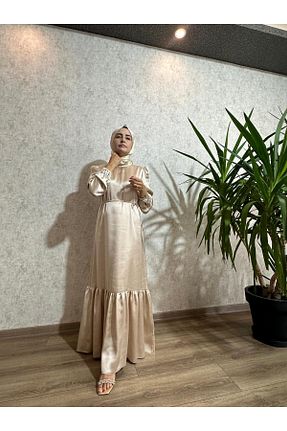 لباس بژ زنانه بافتنی Cashmere Moda - کد 864054591