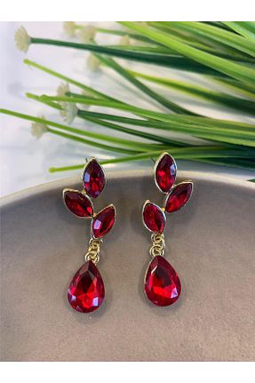 گوشواره جواهر قرمز زیرکن mos&more - کد 864090525