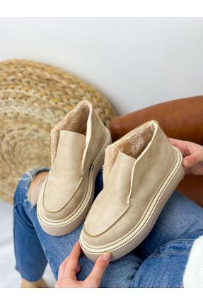 بوت / نیم بوت بژ زنانه پاشنه تخت ERVANIN BUTİĞİ - کد 779822662