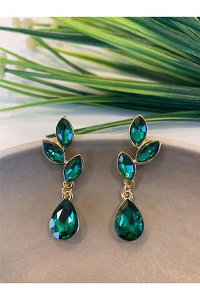 گوشواره جواهر سبز زیرکن mos&more - کد 864086505